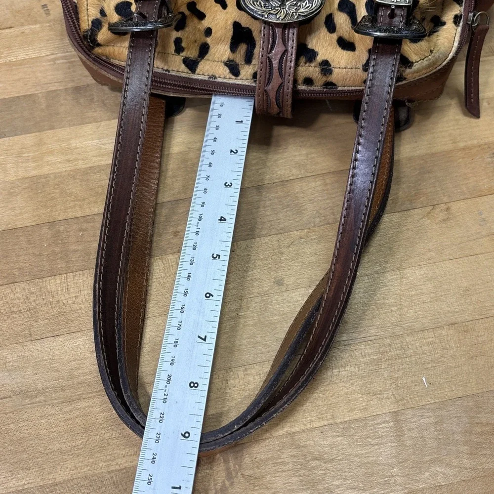 American Darling Leopard Calf Hair Leather Satchel Western Tooled Cowgirl Bag